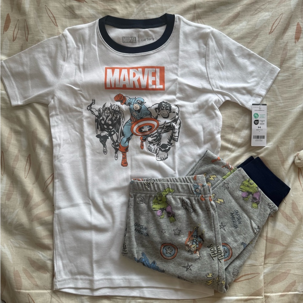 Marvel White and Gray Kids Cotton Pajama Set